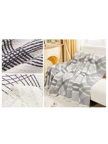 1pc Line Pattern Sofa Towel, Scratch-Resistant And Dirt-Resistant Machine-Washable Sofa Cover, Used For Bedroom Office Living Room Home Decoration, Four Seasons, Winter - 灰色 - 查看 3