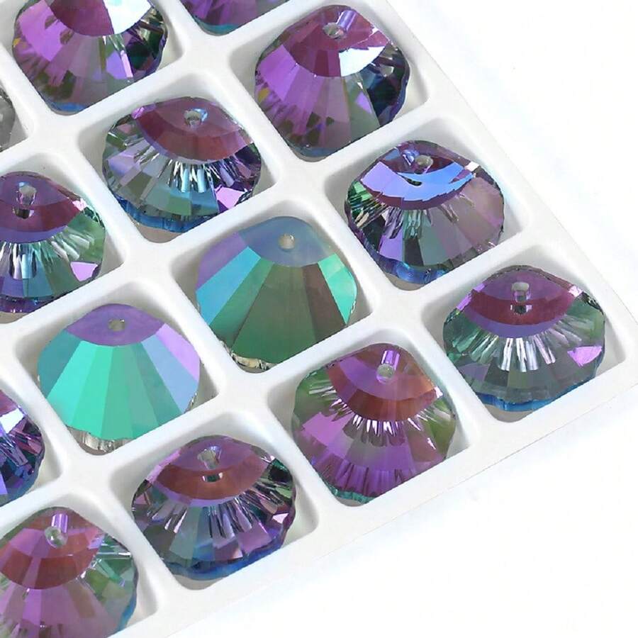 1個16mm單孔電鍍北極光水晶玻璃貝殼吊墜,diy珠寶配件 - 貝殼VG 12裝 - 查看 1