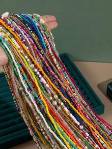 多入組隨機混彩流行波西米亞彩虹亞克力珠鏈身體飾品腹部鏈,女性禮物 - 彩色 - 查看 3