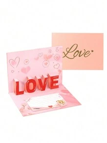 1pc 3D Love Card Valentine'S Day Cards Valentine'S Day Gifts - Multicolor - View 3