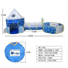 Tienda de juguete plegable para bebé, parque infantil 3 en 1, túnel para gatear en interiores, tienda de juegos al aire libre, casa de juguete, regalo - Azul - Ver 3