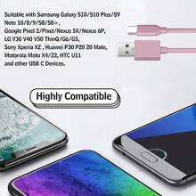 [5入組/6英呎] Usb Type C 充電線,usb A To Usb C 快速充電線,適用於三星 Galaxy A14 5g A13 A54 A53 S23 S22 Ultra S21 S20 A23 A24 A03s 7pro 6 Moto Android 手機 - 彩色 - 查看 7