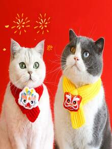 1入組寵物新年裝飾頸巾作為配飾 - 紅色 - 查看 4