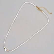 1PC Faux Pearls Stack Jewelry Handcrafted Elegant Fashion A-Z Shell Letters Boho 2024 New Beaded Necklaces For Women - Multicolor - View 25