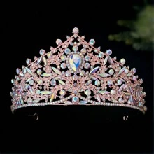 歐美婚禮皇冠髮箍婚禮配件女王皇冠合金頭帶髮飾 - 玫瑰金色 - 查看 12