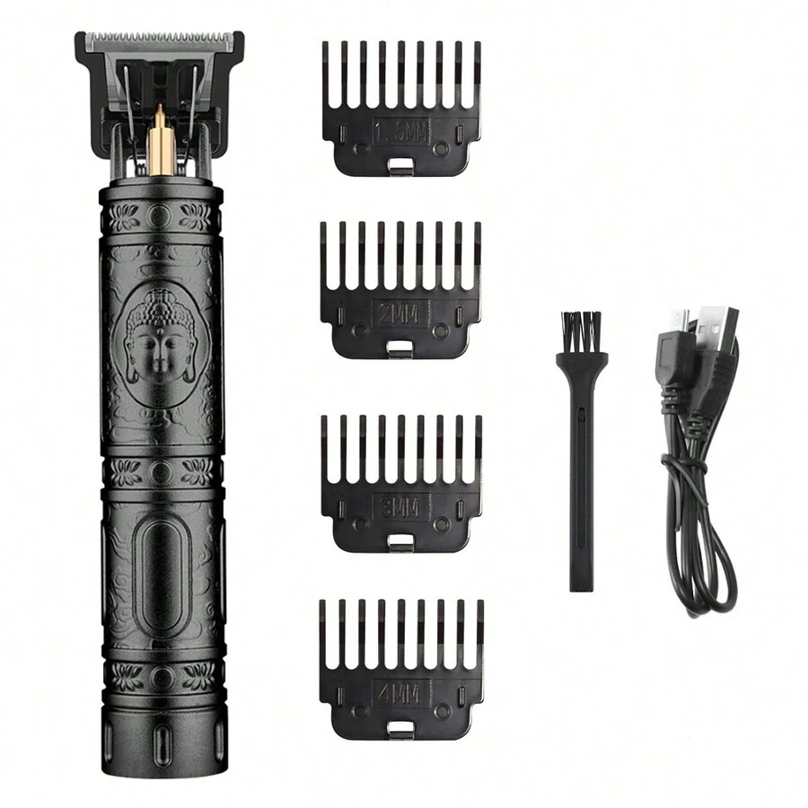 T9 理髮器,男士修剪器,腹肌主體,黑色,佛紋,0 毫米刀片 - 黑色 - 查看 1