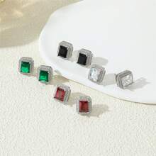 Yanxyad Shiny Big  Brick Stud Earrings For Women Man - round - View 8