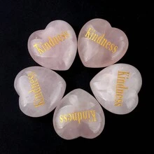 1個粉色水晶30mm大型愛心啟發石15個啟發石許願石康復石能量石情人節禮物 - 粉色 - 查看 15