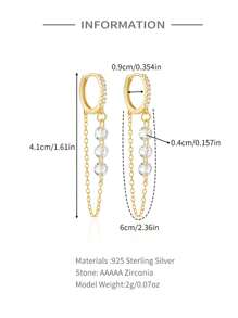 1對女士耳環流蘇珍珠925純銀浪漫吊墜耳環18k鍍金,適合作為節日禮物和派對的精美珠寶 - 金色 - 查看 4