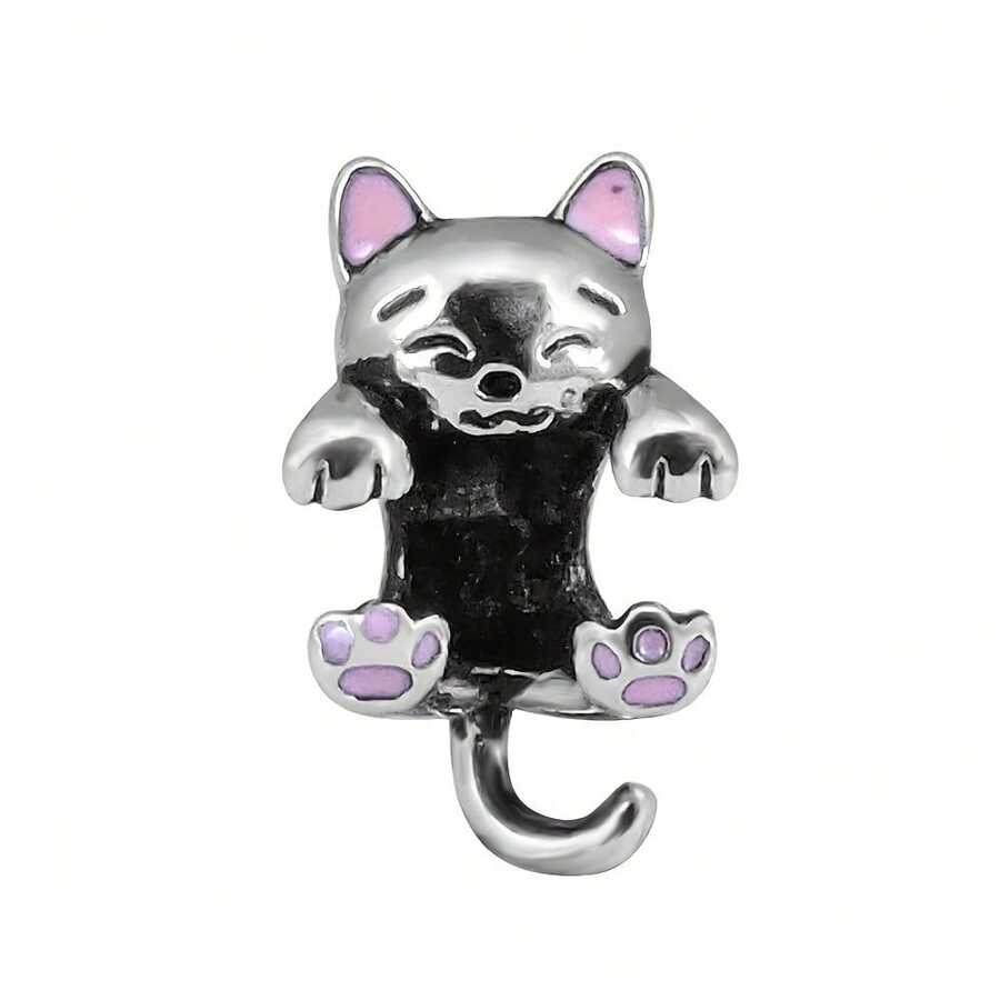 1pc Creative Cat Design Bead For Charm Bracelet, Diy Handicraft Jewelry Making Accessory - A - View 1