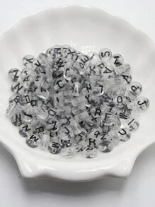 100顆透明黑色字母珠子,適用於diy女士和兒童拼圖項鍊、手鍊和各種手工藝品 - 無色 - 查看 4