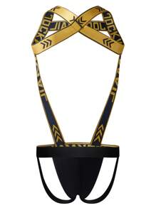 JOCKMAIL 這是一款肩帶內衣和連體褲兩合一的緊身連身褲，背帶內褲、性感又運動風格十足。 - 黃色 - 查看 3