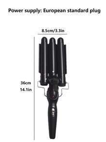 3桶家用電動捲髮棒，韓式大波浪捲髮棒 - 黑色 - 查看 6