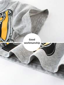 Young Boy 3-Piece Set Summer New Excavator & Car & Letter Printing Short Sleeve T-Shirt - Multicolor - View 5