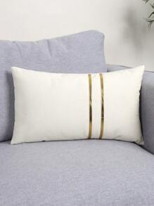 1PC Metallic Detail Cushion Cover Without Filler, Simple Throw Pillow Case, For Sofa, Living Room - White - View 5