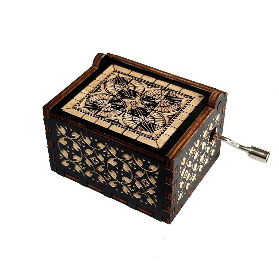 Wooden Hand Crank Music Box - Apricot - View 1