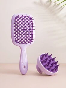 3入組美髮工具套裝，中空去結髮刷，濕髮或乾髮都適用；200毫升噴氧瓶，頭皮按摩器洗髮刷頭皮去角質器，適用於濕髮或乾髮洗髮刷，使用於所有髮質，組合套裝美髮梳 - 藍色 - 查看 7