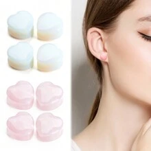 1對單純粉色寶石心形耳塞,適用於女孩 - 粉色 - 查看 4