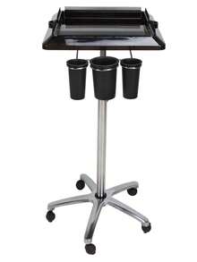 1pc Salon Instrument Tray, Salon Hairdressing Tool Tray Beauty Trolley Cart, Height Adjustable Trolley Cart Tray Station On Wheels For Salon Tattoo Spa Beauty Service Holder Tool Storage - Black - View 9