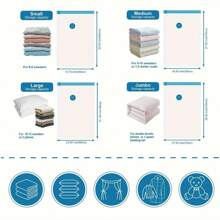 5pcs 60*80cm Vacuum Storage Bags With 1pc Hand Pump, Space Saver Sealer Bags With Travel Hand Pump, Airtight Compression Bags For Clothes, Pillows, Comforters, Blankets, Bedding - Clear - View 3