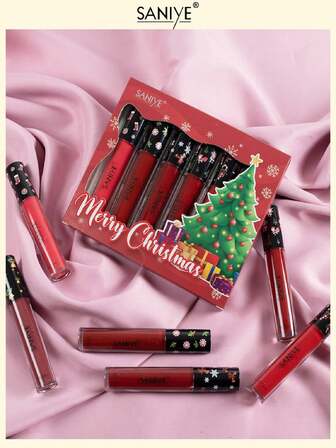 Set de labiales navideños L1314 saniye tonos rojos