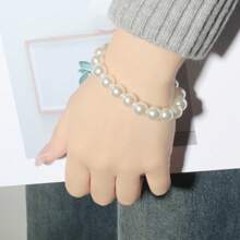 Vintage Simple Faux Pearl Bracelet - Beige - View 1