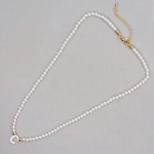 1PC Faux Pearls Stack Jewelry Handcrafted Elegant Fashion A-Z Shell Letters Boho 2024 New Beaded Necklaces For Women - Multicolor - View 16
