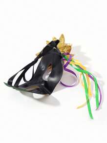 1 件裝狂歡節金色綠色和紫色男女通用化裝舞會派對表演面具 - 彩色 - 查看 6