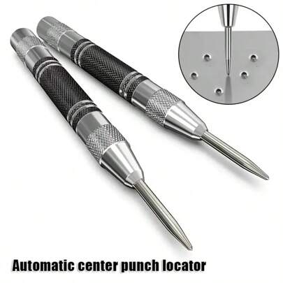 1pc Automatic Center Punch Locator, Plastic & Metal Manual Drill Locator, Used For Woodworking Marking With Adjustable Spring Loaded Metal Drill Tool, Tools For Men
