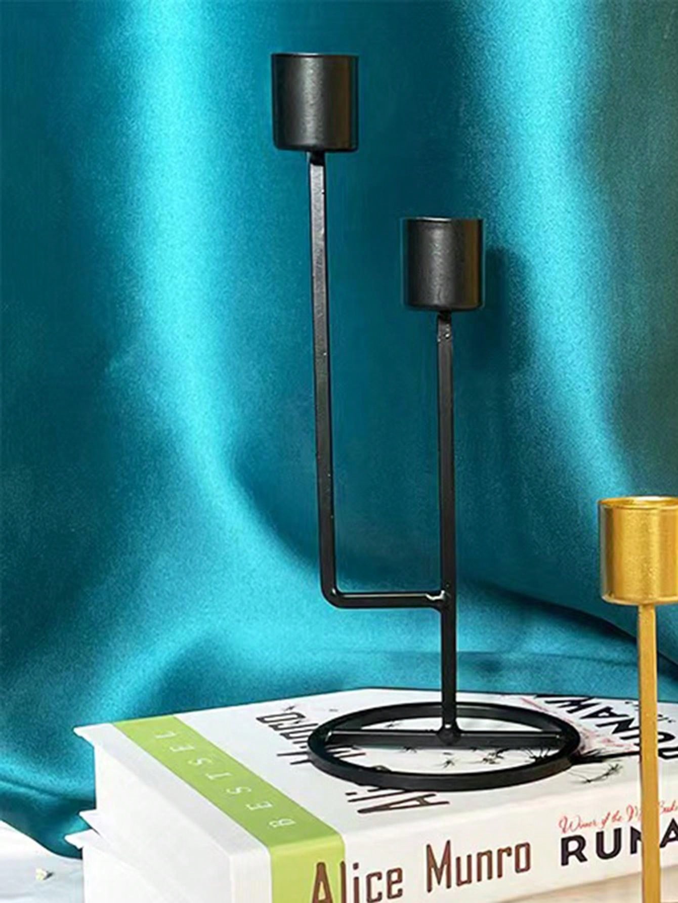 1pc Metal DoubleEnded Round Base Candle Holder, Home Window Decoration
