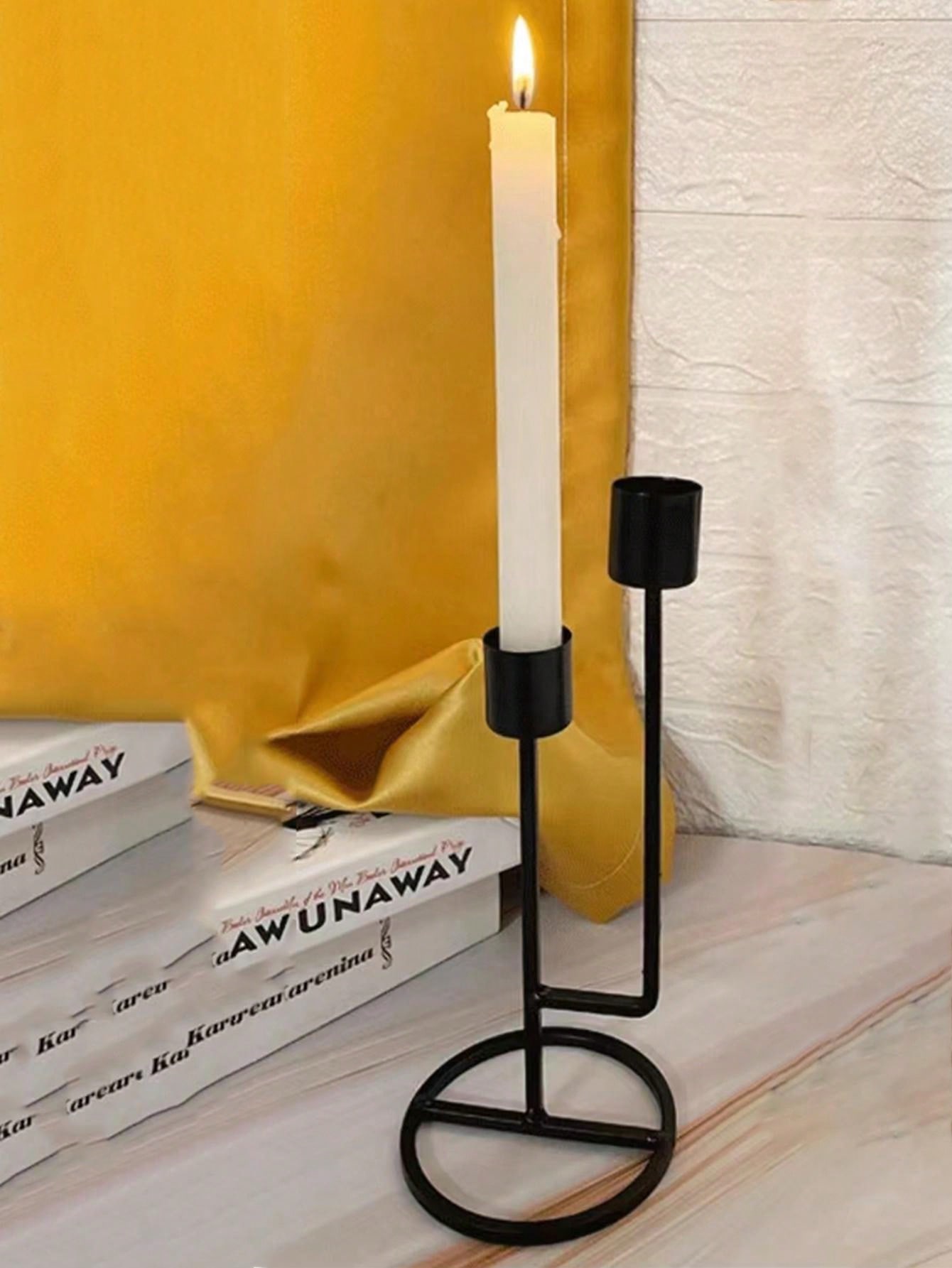 1pc Metal DoubleEnded Round Base Candle Holder, Home Window Decoration