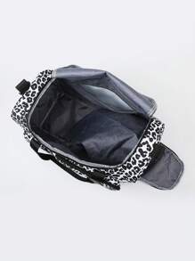 1 件全新大容量旅行包、短途旅行行李包、健身包、豹纹休闲女士手提包、产妇医院包、度假包、防水休闲包、带独立鞋隔层、学校随身包、学校配件、学校用品 - 黑色 - 查看 4
