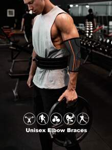 1PC Elbow Compression Sleeve, Elbow Braces For Tennis, Golf, Weightlifting, Elbow For Women & Men. - Orange - View 6