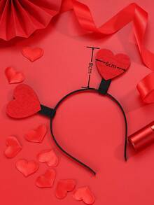 1pc Valentine'S Day Heart Decorated Headband Party Wedding Headpiece - Red - View 7