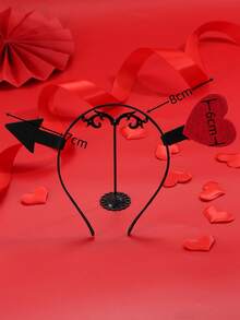 1pc Valentine'S Day Heart Decorated Headband Party Wedding Headpiece - Red - View 8