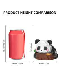 1入組熊貓與花卉主題創意拼圖積木,教育桌面擺設禮物 - 橄欖綠 - 查看 4