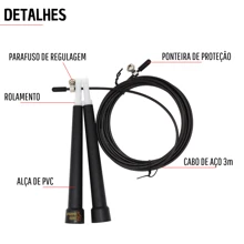 Corda De Pular Crossfit Speed Rope Rolamento Profissional Fit - Preto - Visão 8