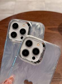 時尚鑲嵌羽毛閃爍亮片鍍膜鏡頭保護軟殼，適用於 iPhone 15 Pro Max 14 Pro Max 13 12 Pro 11，防震保護套 - 鏤空愛心 - 查看 8