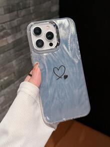 時尚鑲嵌羽毛閃爍亮片鍍膜鏡頭保護軟殼，適用於 iPhone 15 Pro Max 14 Pro Max 13 12 Pro 11，防震保護套 - 鏤空愛心 - 查看 5