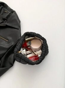 时尚多功能弹力锁边绣花线格子化妆包休闲手拿包保暖羽绒迷你包化妆品收纳包化妆收纳袋迷你小包旅行小化妆盒配件化妆架刷子包化妆容器化妆包旅行必需品女士配件旅行用品化妆包化妆包化妆包化妆包返校用品 - 黑色 - 查看 6