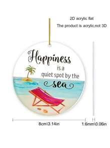 1入組8cm*8cm帶有沙灘椅和椰子樹和海邊圖案的亞克力圓形掛墜,詞語為'幸福是海邊的安靜角落',金繩專用禮物,適合家人和朋友,可作為旅行紀念品裝飾掛墜,日常裝飾掛墜,門把手裝飾,背包裝飾,臥室裝飾 - 彩色 - 查看 3
