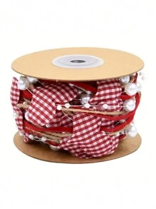 1入組情人節愛心珠編織帶,適用於禮物、花束包裝及婚禮diy裝飾 - 紅色 - 查看 5