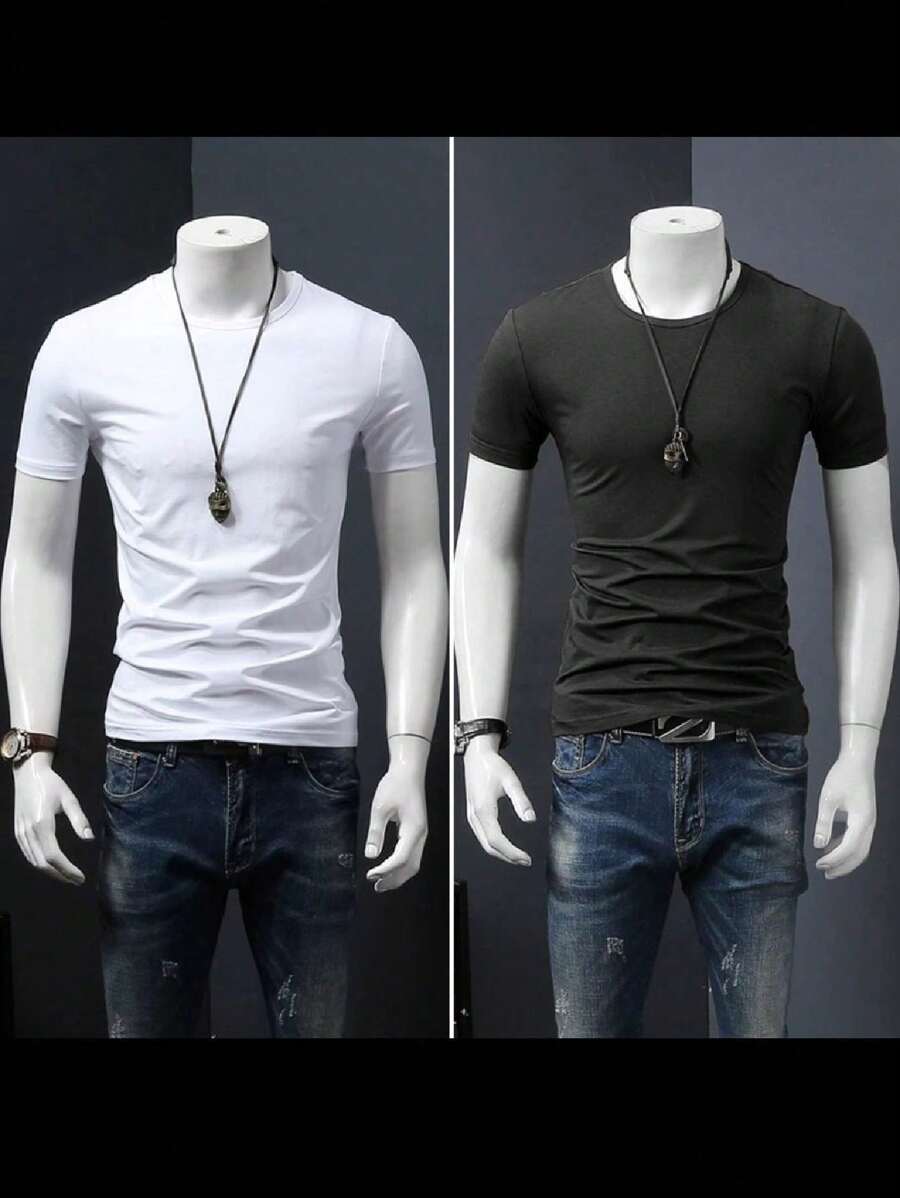 Men T-Shirts - Đen và trắng - Xem 1