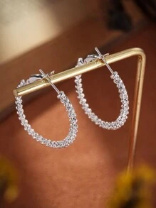 1 Pair Elegant Twisted Artistic Personalized Gas Chain Circle Earrings Exaggerated Personalized Large Circle Earrings - Earrings - View 3