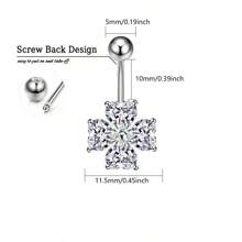 1pc Fashionable Cubic Zirconia Heart-Shaped Clover Designed Belly Button Ring For Women's Daily Wearing - Four Leaf Clover Navel Ring - View 5