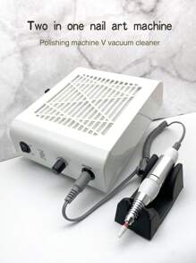 2合1白色方形修甲器附帶除塵器，30W強力吸力，調節速度，25000 RPM高速度，日式桌上修甲器，適用於美甲沙龍，多功能設備 - 白色 - 查看 3