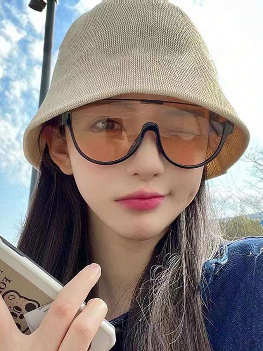 1 件棕色镜框 Y2k 时尚女士眼镜，复古风格 - 黑色 - 查看 1