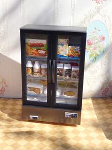 Stomle Family 模擬迷你灰色雙門冰箱食物遊戲玩具,附燈光和音樂,適用於pretend廚房遊戲,diy娃娃屋配件和裝飾,男孩和女孩的生日和節日禮物,電池驅動（2x1.5v Aa,電池不包括）,隨機風格和顏色,隨機打包,運輸易損傷 - 深灰色 - 查看 8