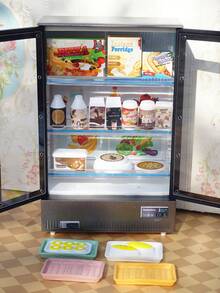 Stomle Family 模擬迷你灰色雙門冰箱食物遊戲玩具,附燈光和音樂,適用於pretend廚房遊戲,diy娃娃屋配件和裝飾,男孩和女孩的生日和節日禮物,電池驅動（2x1.5v Aa,電池不包括）,隨機風格和顏色,隨機打包,運輸易損傷 - 深灰色 - 查看 7