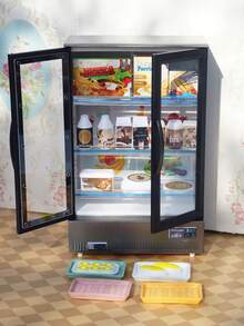 Stomle Family 模擬迷你灰色雙門冰箱食物遊戲玩具,附燈光和音樂,適用於pretend廚房遊戲,diy娃娃屋配件和裝飾,男孩和女孩的生日和節日禮物,電池驅動（2x1.5v Aa,電池不包括）,隨機風格和顏色,隨機打包,運輸易損傷 - 深灰色 - 查看 9